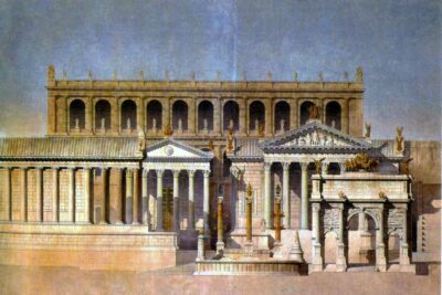 cuales eran los elementos distintivos del teatro romano